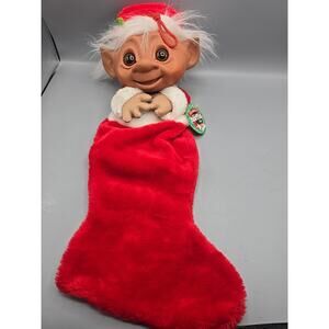 Large Vintage Troll Big Head 24" by SMITHY Troll Doll Christmas Elf Stocking
